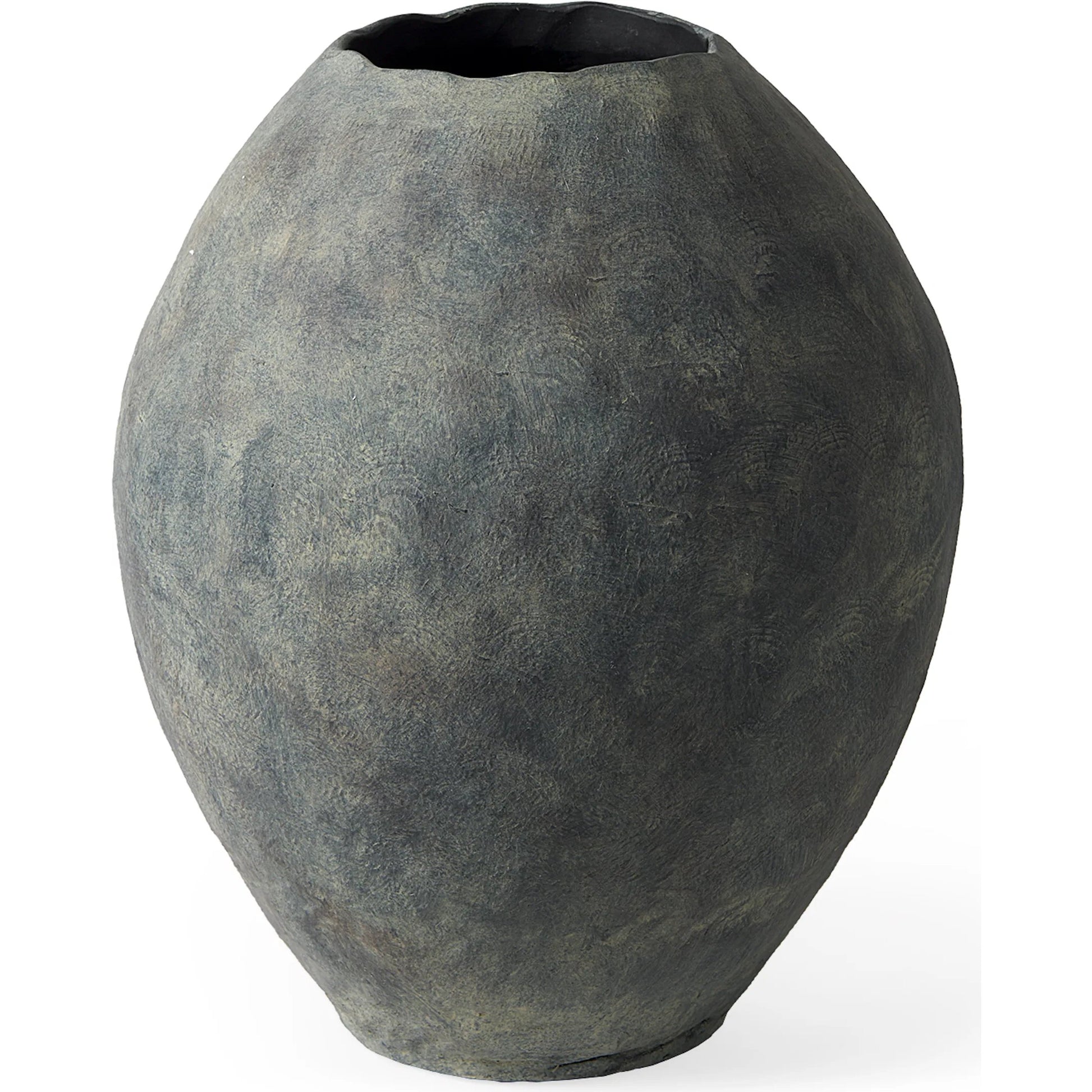 Gobi Oval Vase by Mercana in gray. Made from ceramic in a rustic style.