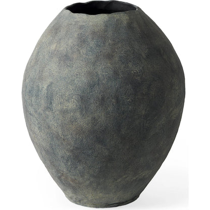 Gobi Oval Vase by Mercana in gray. Made from ceramic in a rustic style.