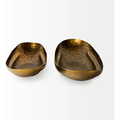 Karmen Hammered Oversized Bowls Set of Two by Mercana in gold. Made from unique in a modern style.
