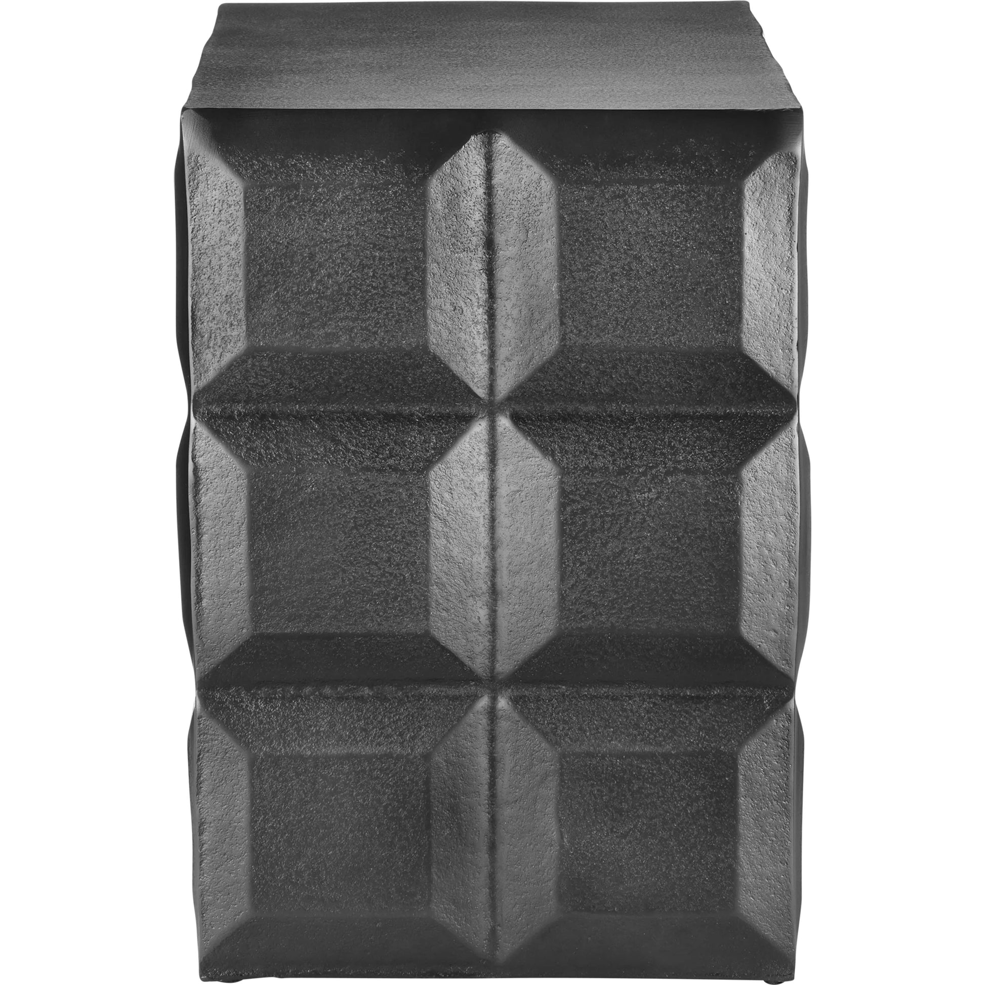 Bower Side Table by Currey and Company in black nickel. Made from cast aluminum in a modern style.