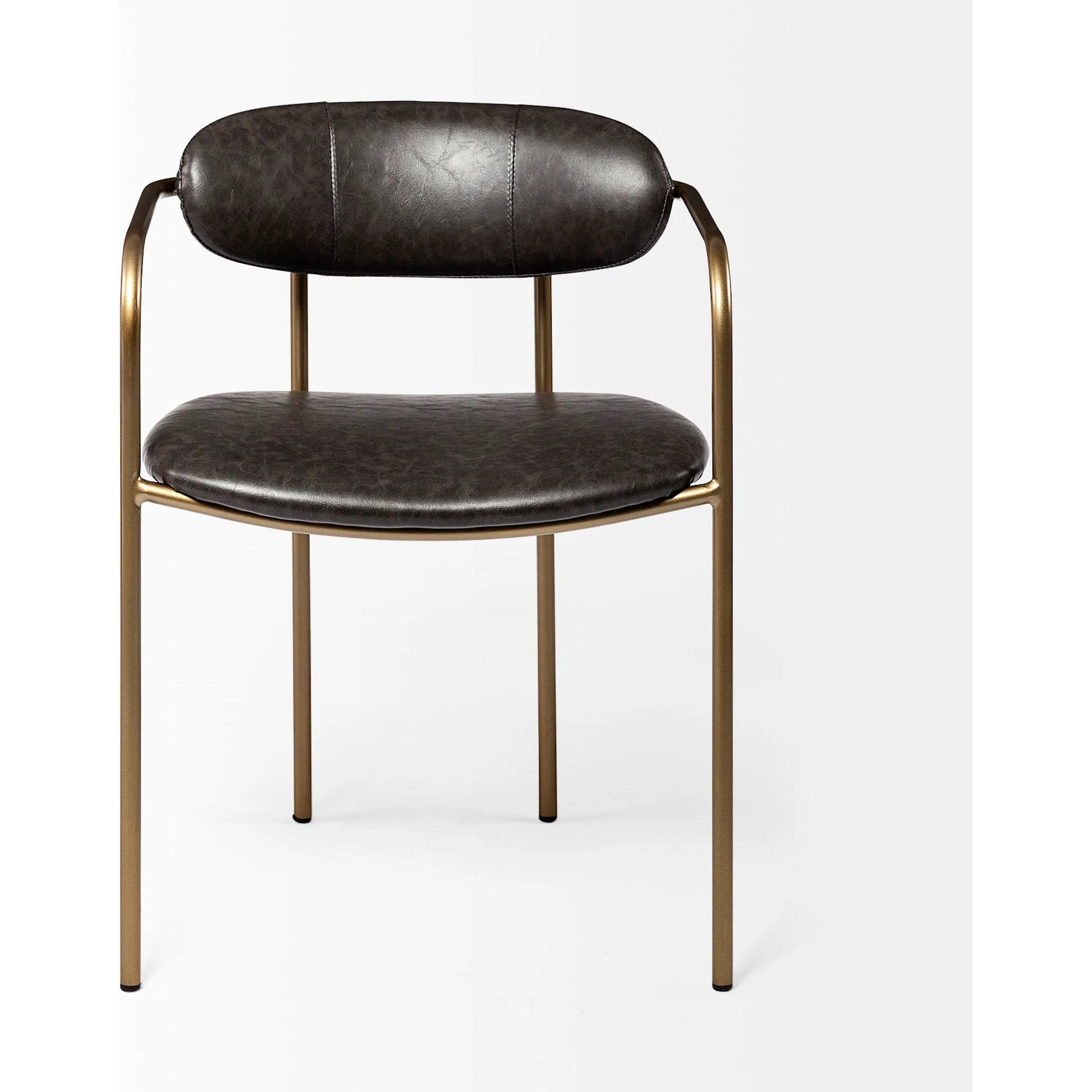 Parker Leather Dining Chair (Set of 2) by Mercana in brown, gold. Made from faux leather, leather, metal in a unique style.
