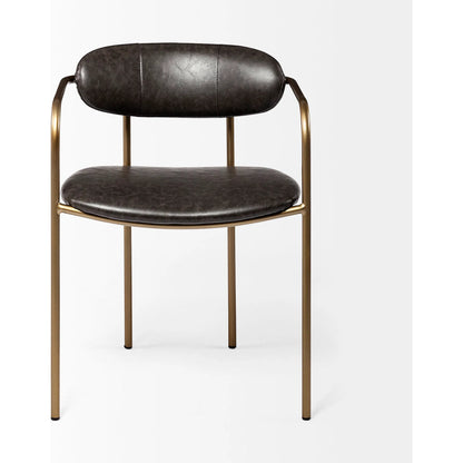 Parker Leather Dining Chair (Set of 2) by Mercana in brown, gold. Made from faux leather, leather, metal in a unique style.