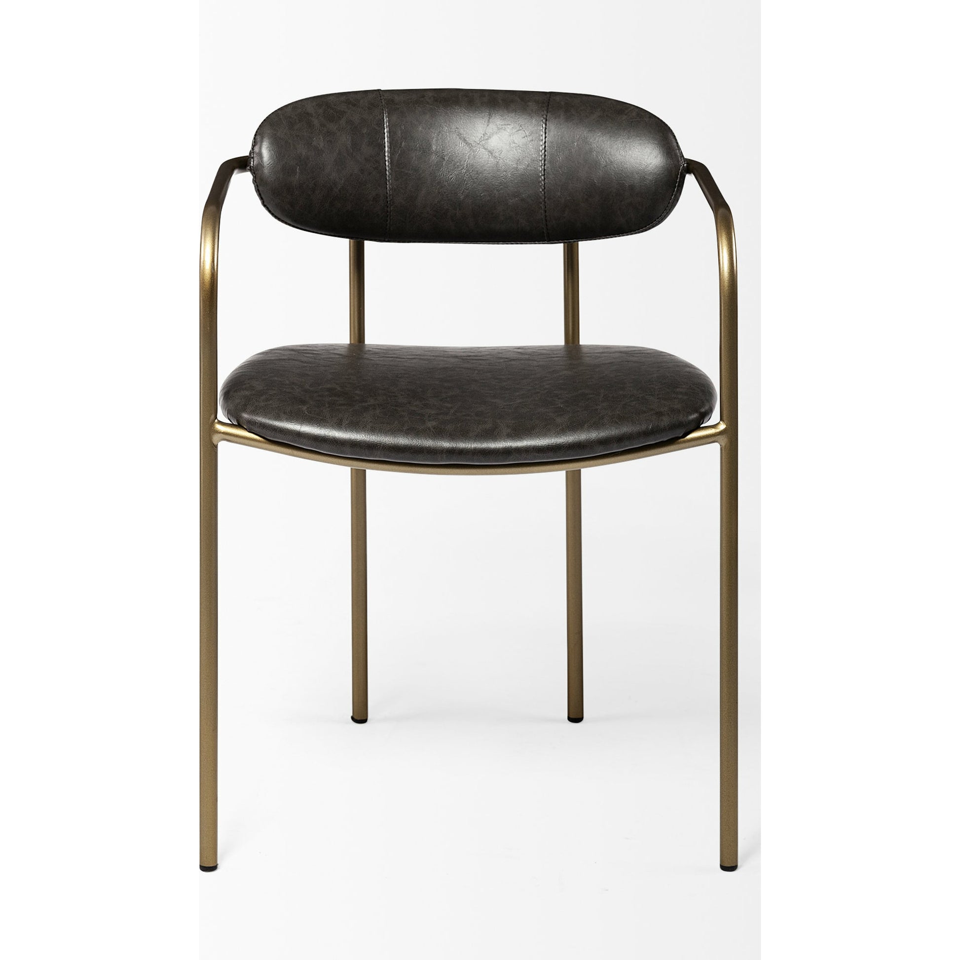 Parker Leather Dining Chair (Set of 2) by Mercana in brown, gold. Made from faux leather, leather, metal in a unique style.