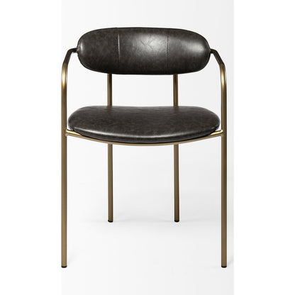 Parker Leather Dining Chair (Set of 2) by Mercana in brown, gold. Made from faux leather, leather, metal in a unique style.