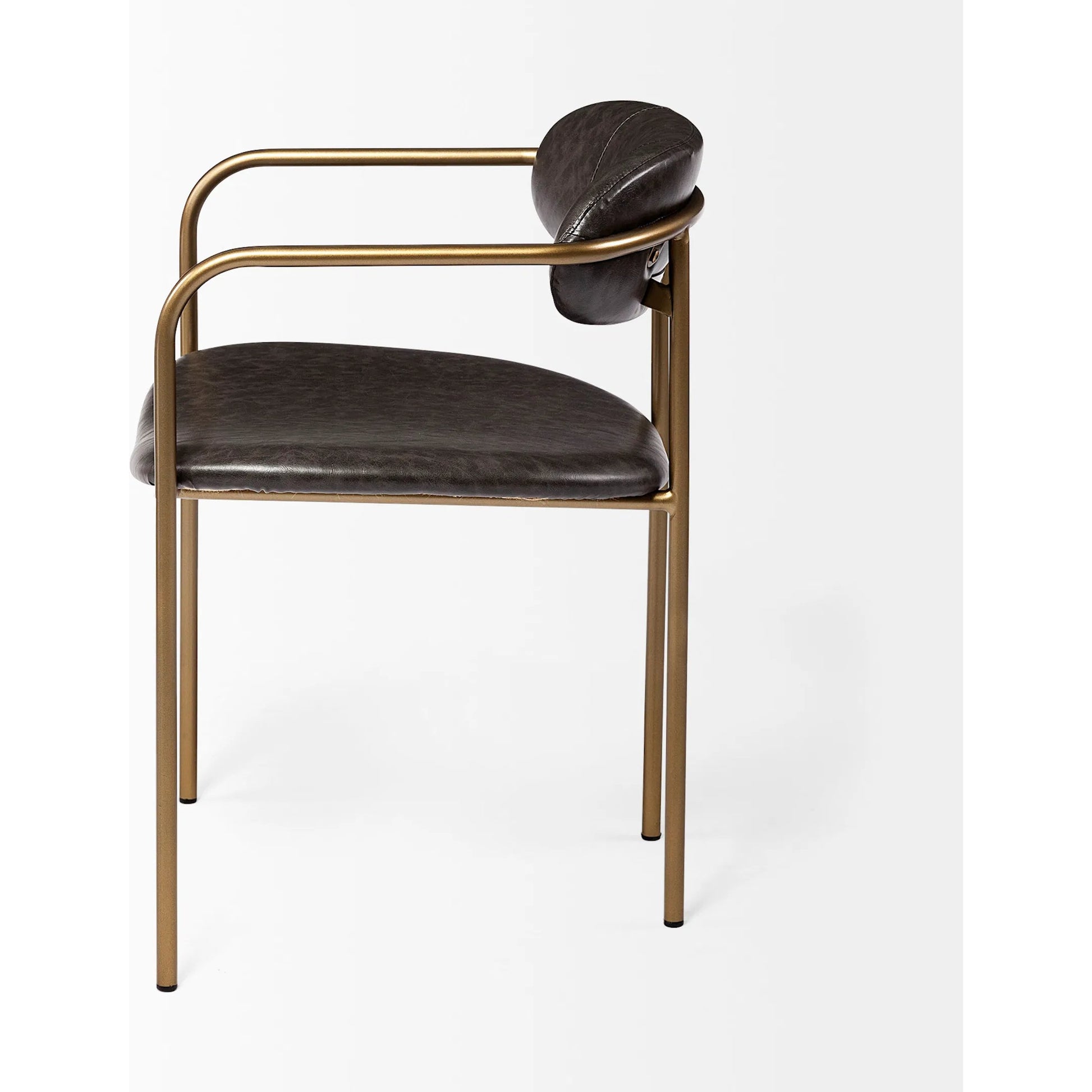 Parker Leather Dining Chair (Set of 2) by Mercana in brown, gold. Made from faux leather, leather, metal in a unique style.