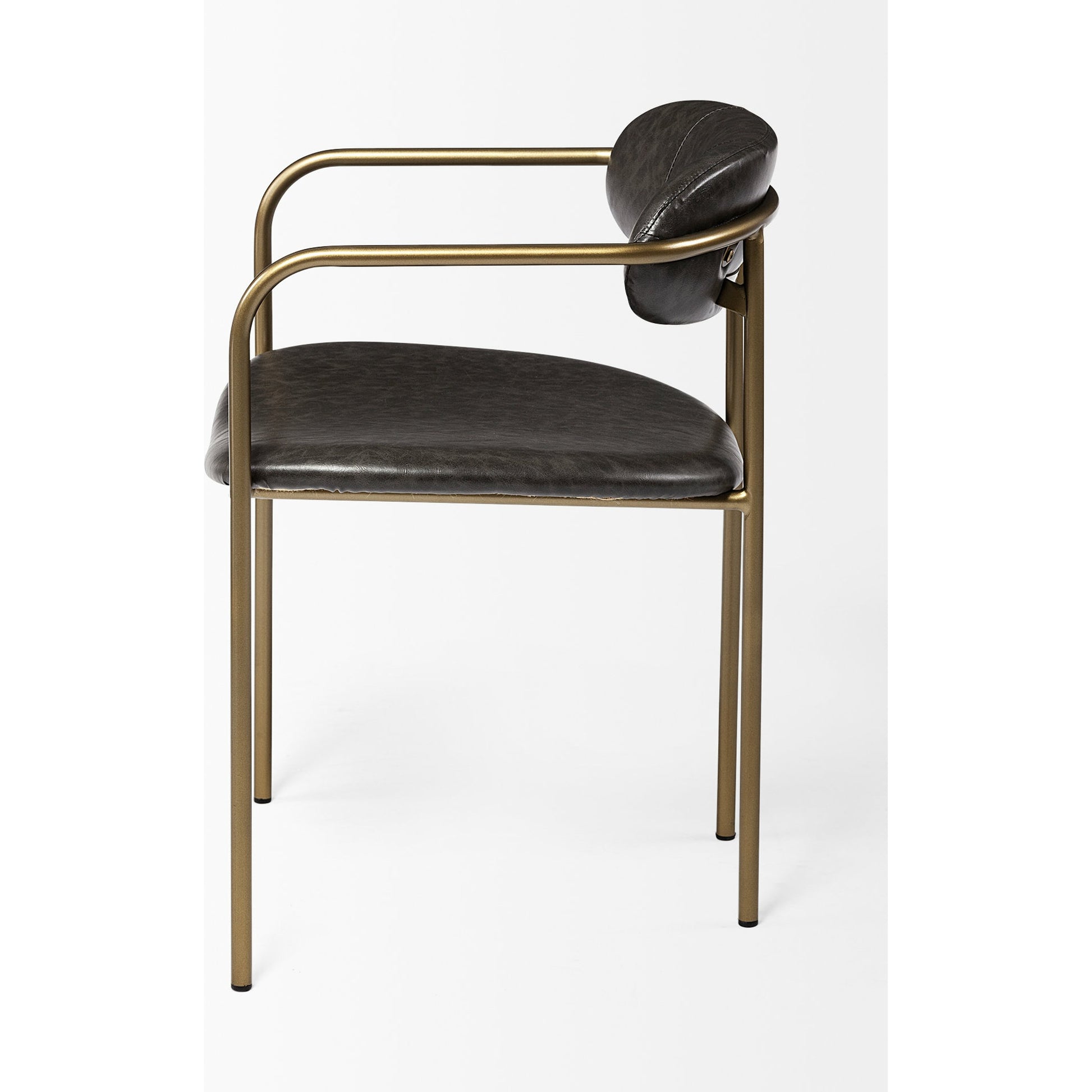 Parker Leather Dining Chair (Set of 2) by Mercana in brown, gold. Made from faux leather, leather, metal in a unique style.