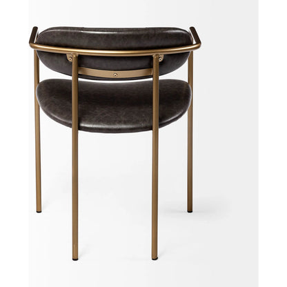 Parker Leather Dining Chair (Set of 2) by Mercana in brown, gold. Made from faux leather, leather, metal in a unique style.