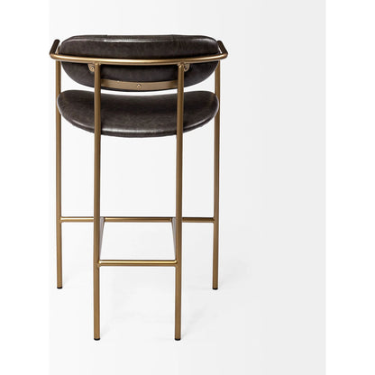 Parker Leather Seat Bar/Counter Stool by Mercana in brown, gold. Made from faux leather, leather, metal in a unique style.