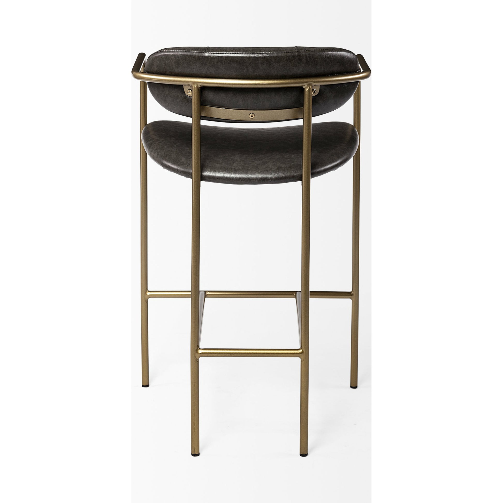 Parker Leather Seat Bar/Counter Stool by Mercana in brown, gold. Made from faux leather, leather, metal in a unique style.