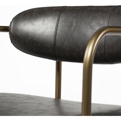 Parker Leather Seat Bar/Counter Stool by Mercana in brown, gold. Made from faux leather, leather, metal in a unique style.