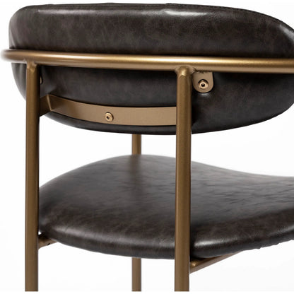 Parker Leather Seat Bar/Counter Stool by Mercana in brown, gold. Made from faux leather, leather, metal in a unique style.