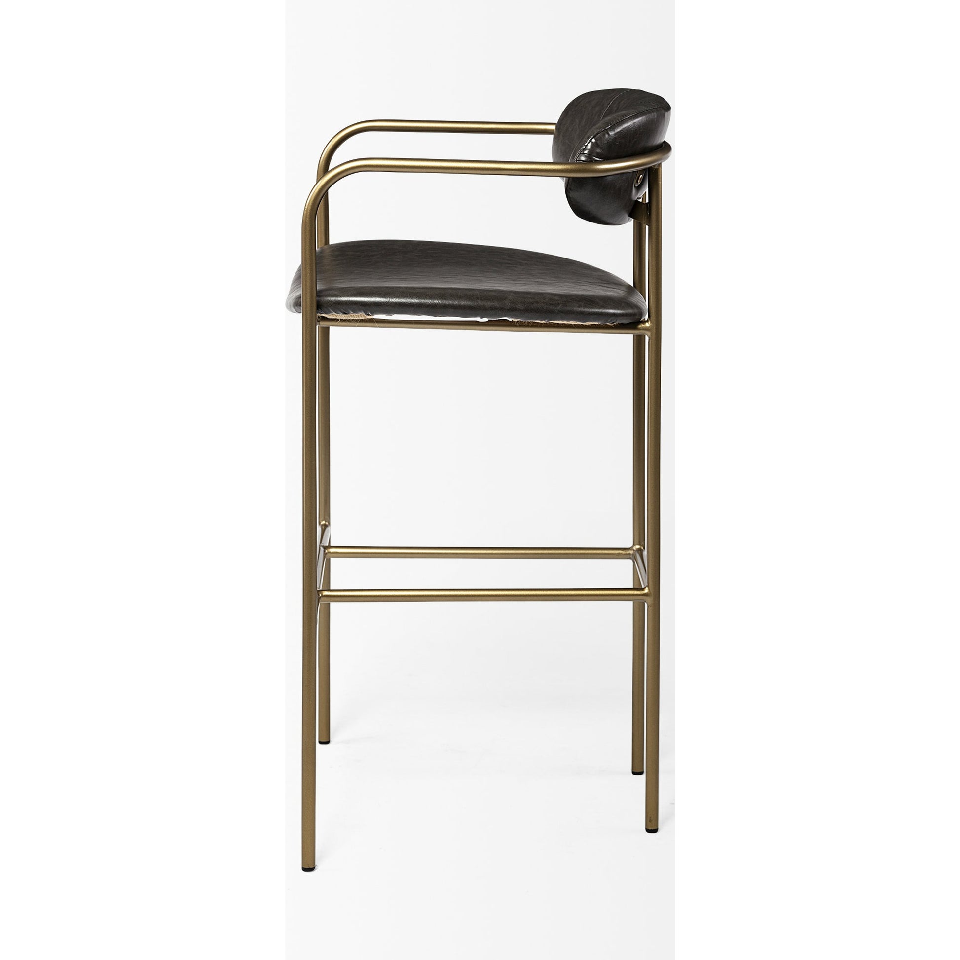 Parker Leather Seat Bar/Counter Stool by Mercana in brown, gold. Made from faux leather, leather, metal in a unique style.
