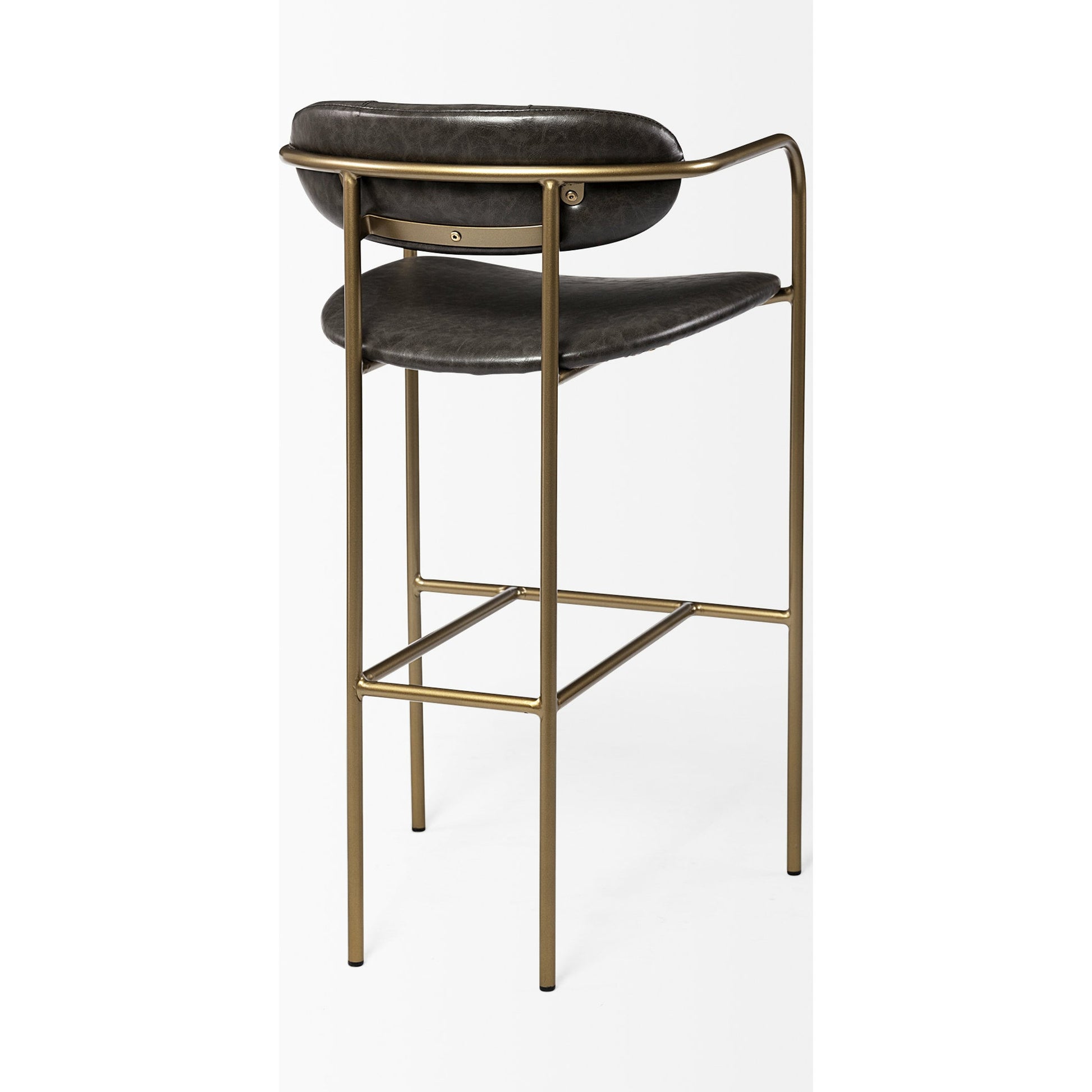 Parker Leather Seat Bar/Counter Stool by Mercana in brown, gold. Made from faux leather, leather, metal in a unique style.