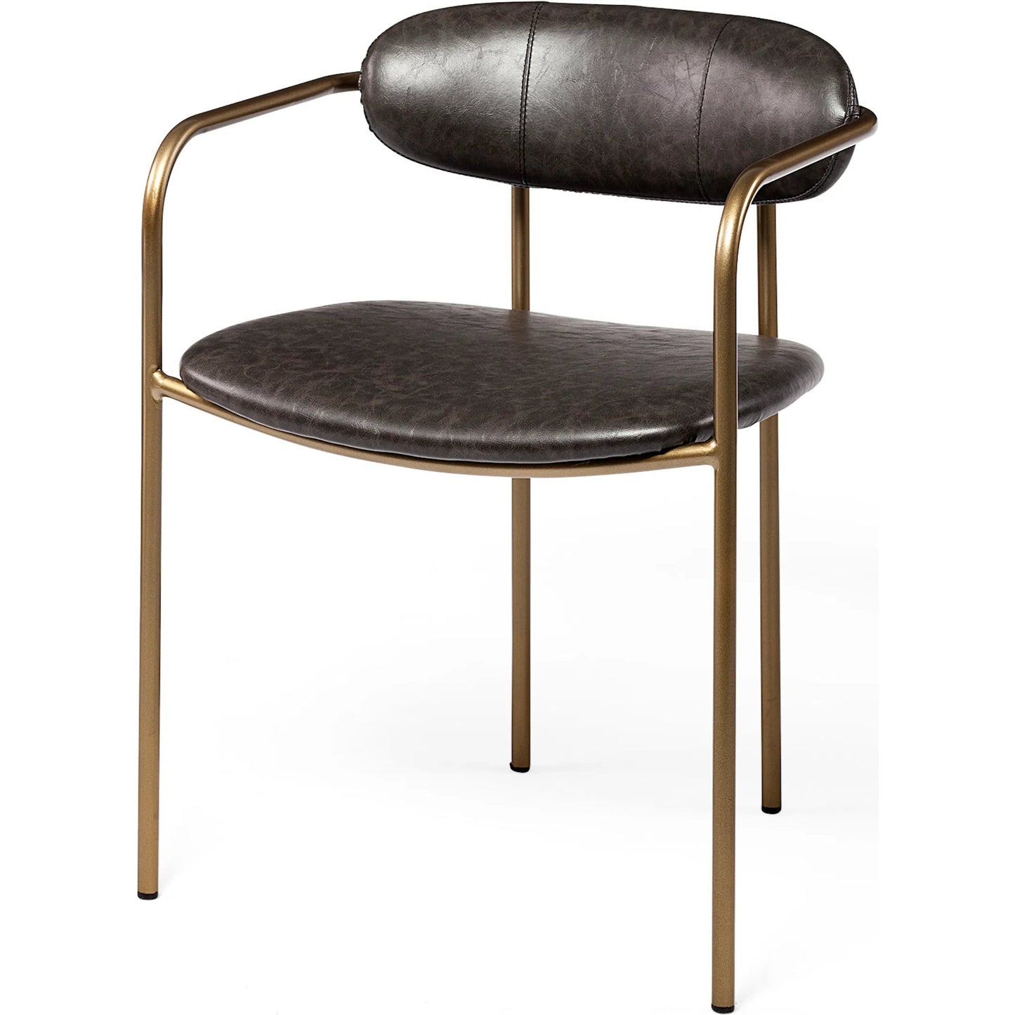 001 SI-1718047 | Primary Silo | Parker Leather Dining Chair (Set of 2) by Mercana in brown, gold. Made from faux leather, leather, metal in a unique style.