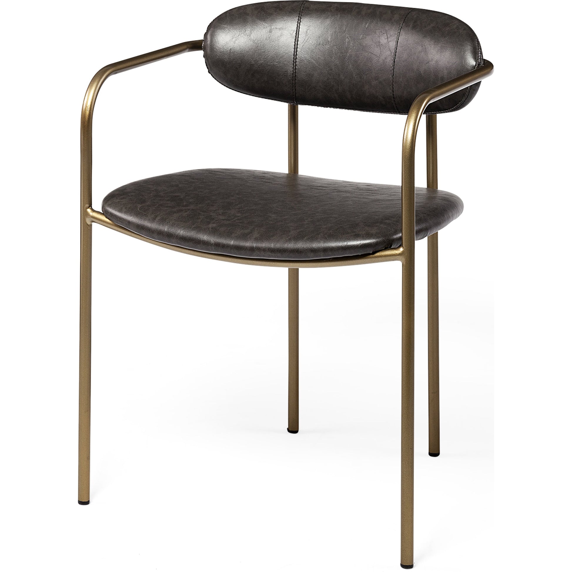 Parker Leather Dining Chair (Set of 2) by Mercana in brown, gold. Made from faux leather, leather, metal in a unique style.