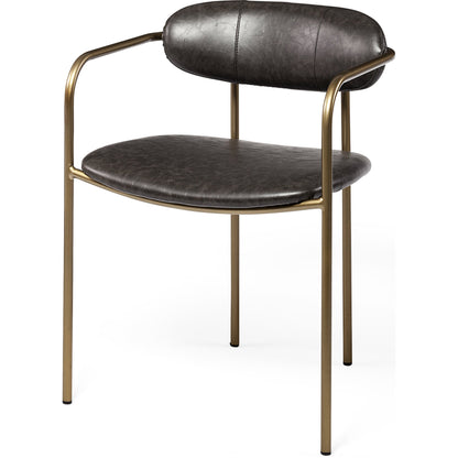 Parker Leather Dining Chair (Set of 2) by Mercana in brown, gold. Made from faux leather, leather, metal in a unique style.
