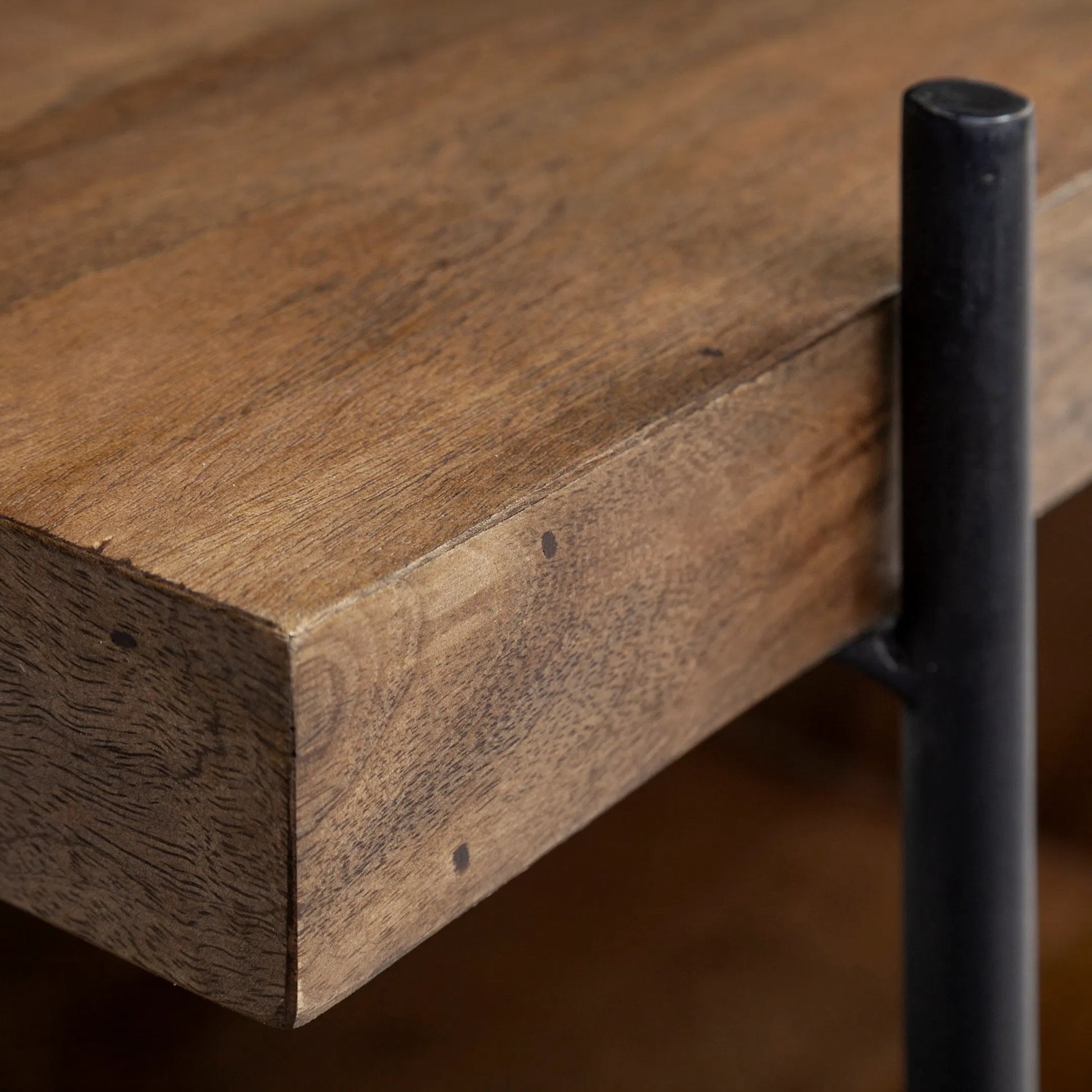 Maddox Side Table by Mercana in brown, black. Made from unique in a rustic style.