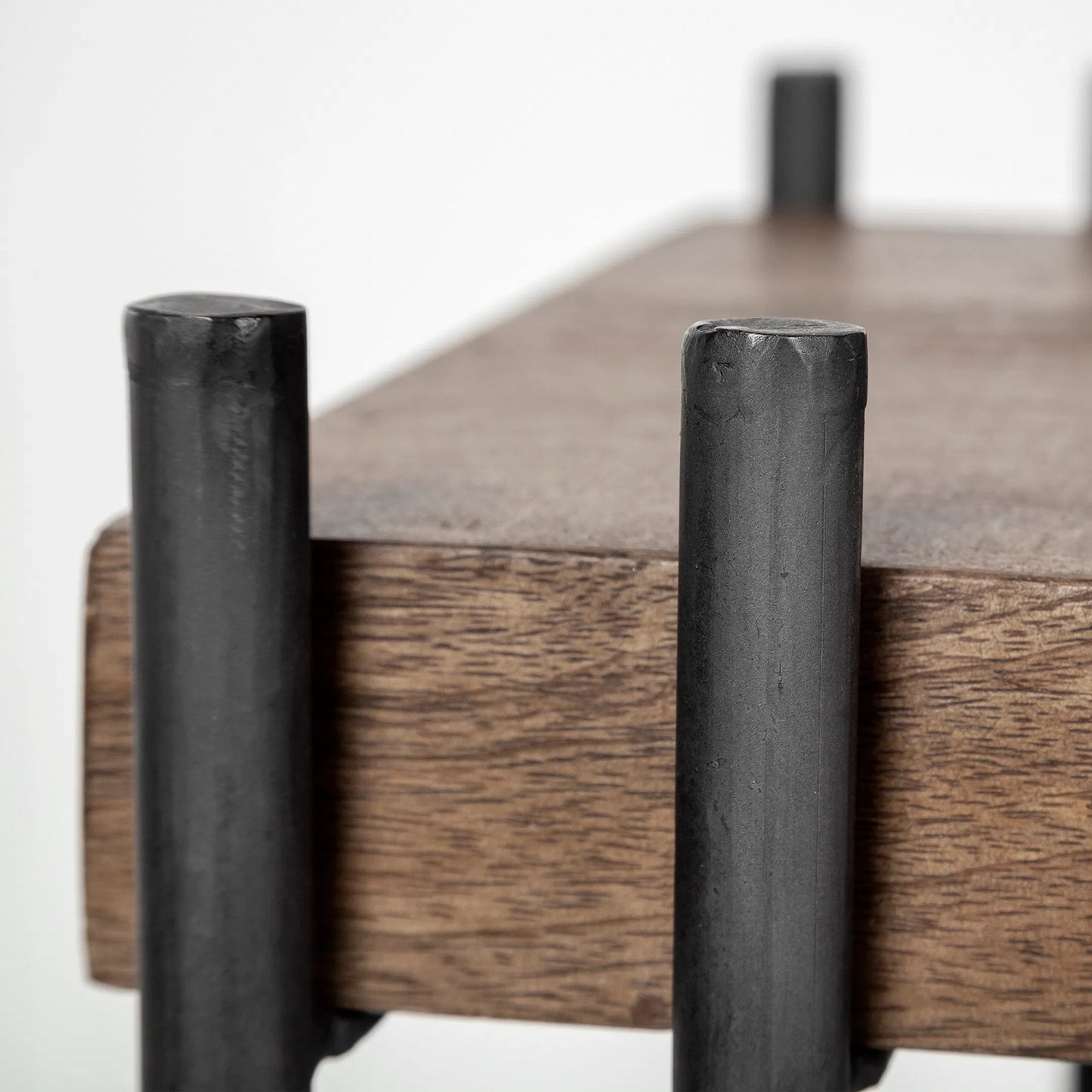 034 S-343073 | Closeup | Maddox End Table by Mercana in brown, black. Made from unique in a rustic style.