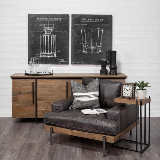 Maddox End Table by Mercana in brown, black. Made from unique in a rustic style.