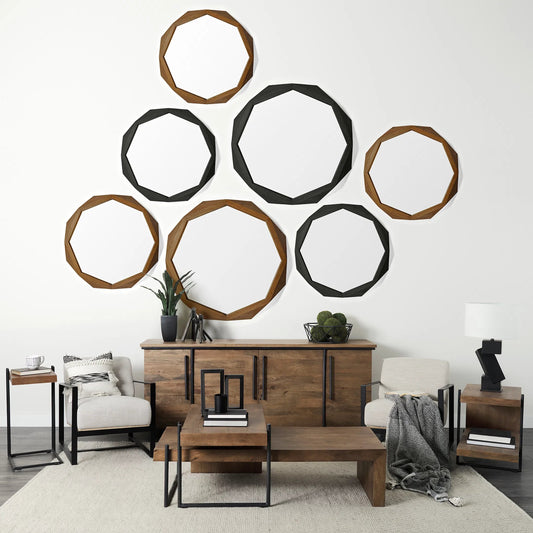 Maddox Coffee Table by Mercana in brown, black. Made from unique in a rustic style.