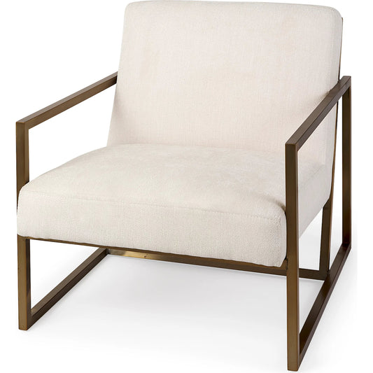 Armelle Upholstered Accent Chair by Mercana in gray. Made from fabric, metal in a unique style.