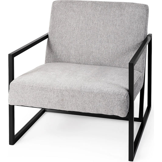 Armelle Upholstered Accent Chair by Mercana in gray. Made from fabric, metal in a unique style.