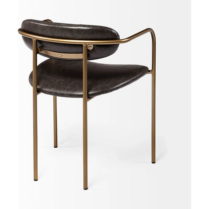 Parker Leather Dining Chair (Set of 2) by Mercana in brown, gold. Made from faux leather, leather, metal in a unique style.