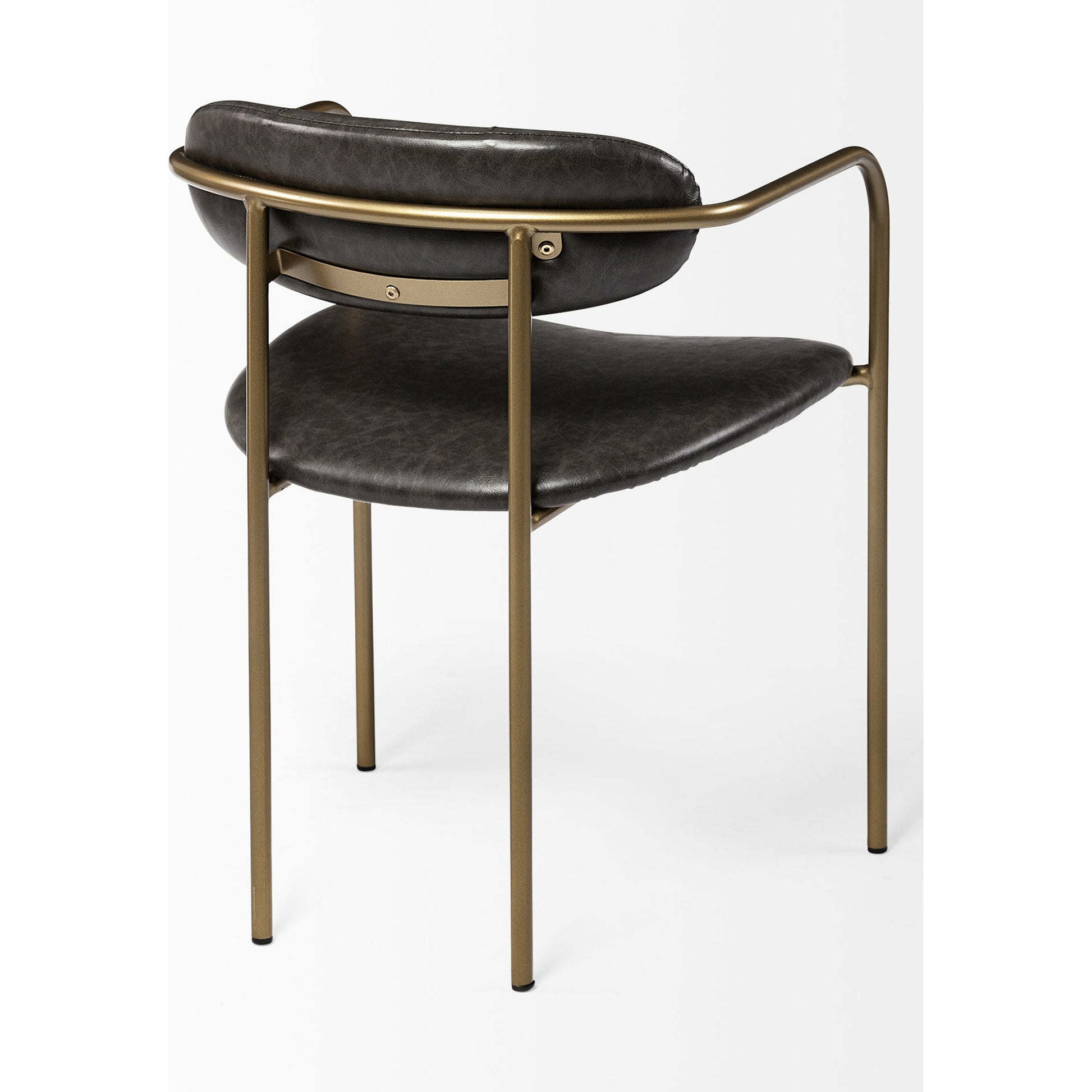 Parker Leather Dining Chair (Set of 2) by Mercana in brown, gold. Made from faux leather, leather, metal in a unique style.