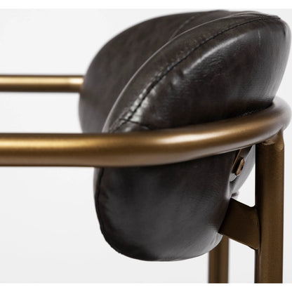 Parker Leather Dining Chair (Set of 2) by Mercana in brown, gold. Made from faux leather, leather, metal in a unique style.