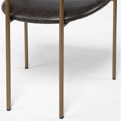 Parker Leather Dining Chair (Set of 2) by Mercana in brown, gold. Made from faux leather, leather, metal in a unique style.