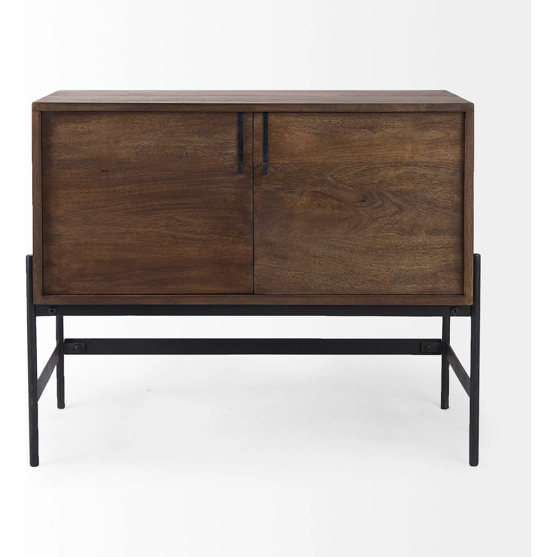 Glenn Accent Cabinet by Mercana in dark brown. Made from metal, wood in a traditional style.