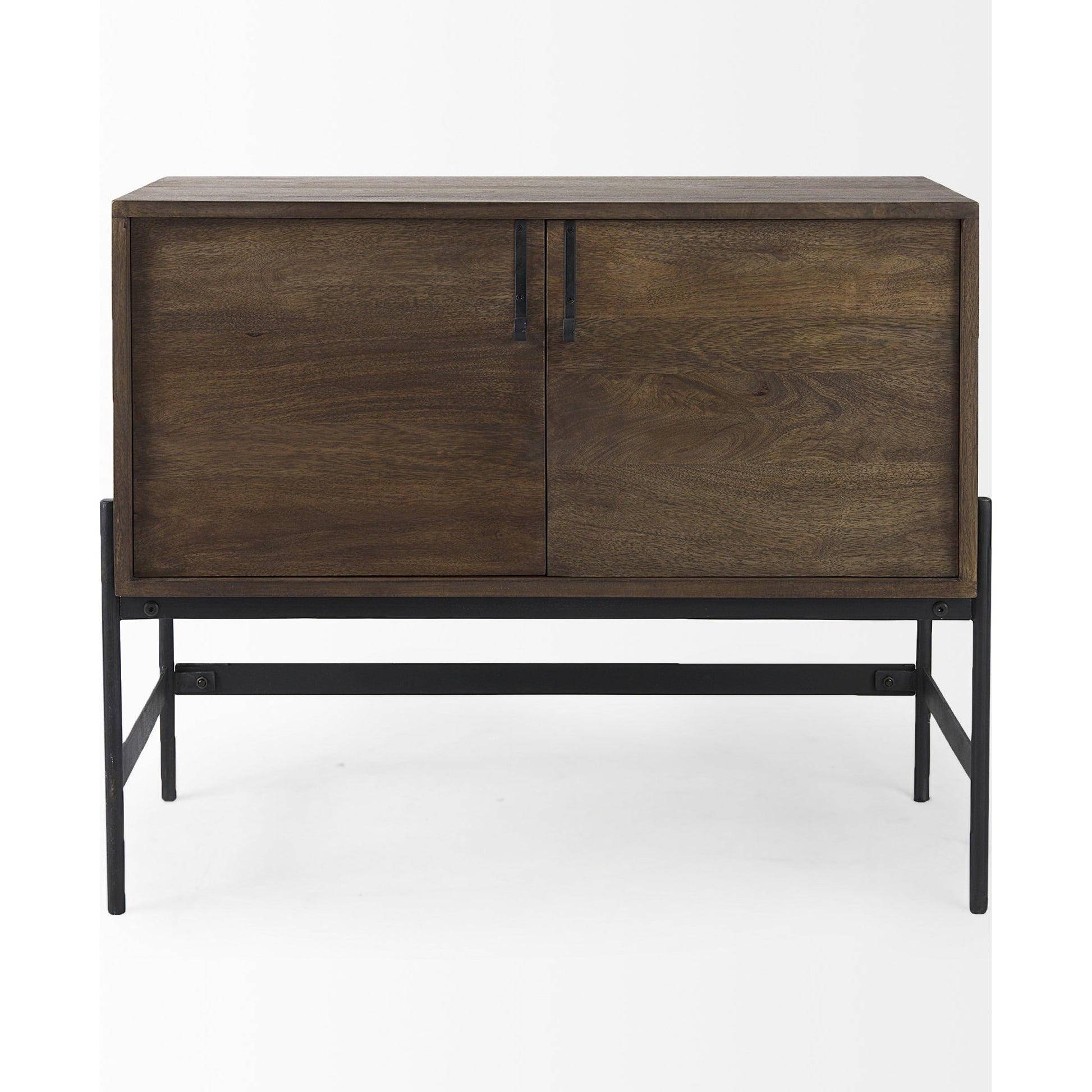 Glenn Accent Cabinet by Mercana in dark brown. Made from metal, wood in a traditional style.