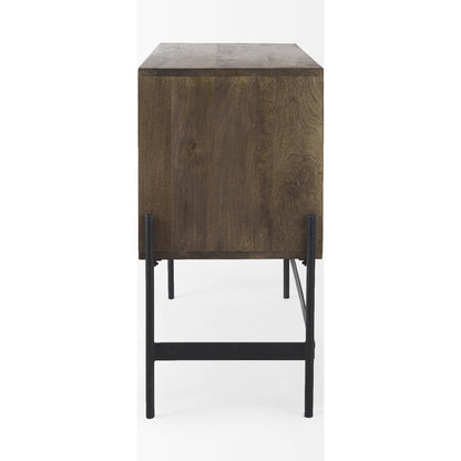 Glenn Accent Cabinet by Mercana in dark brown. Made from metal, wood in a traditional style.