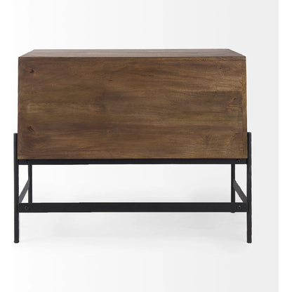 Glenn Accent Cabinet by Mercana in dark brown. Made from metal, wood in a traditional style.