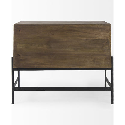 Glenn Accent Cabinet by Mercana in dark brown. Made from metal, wood in a traditional style.