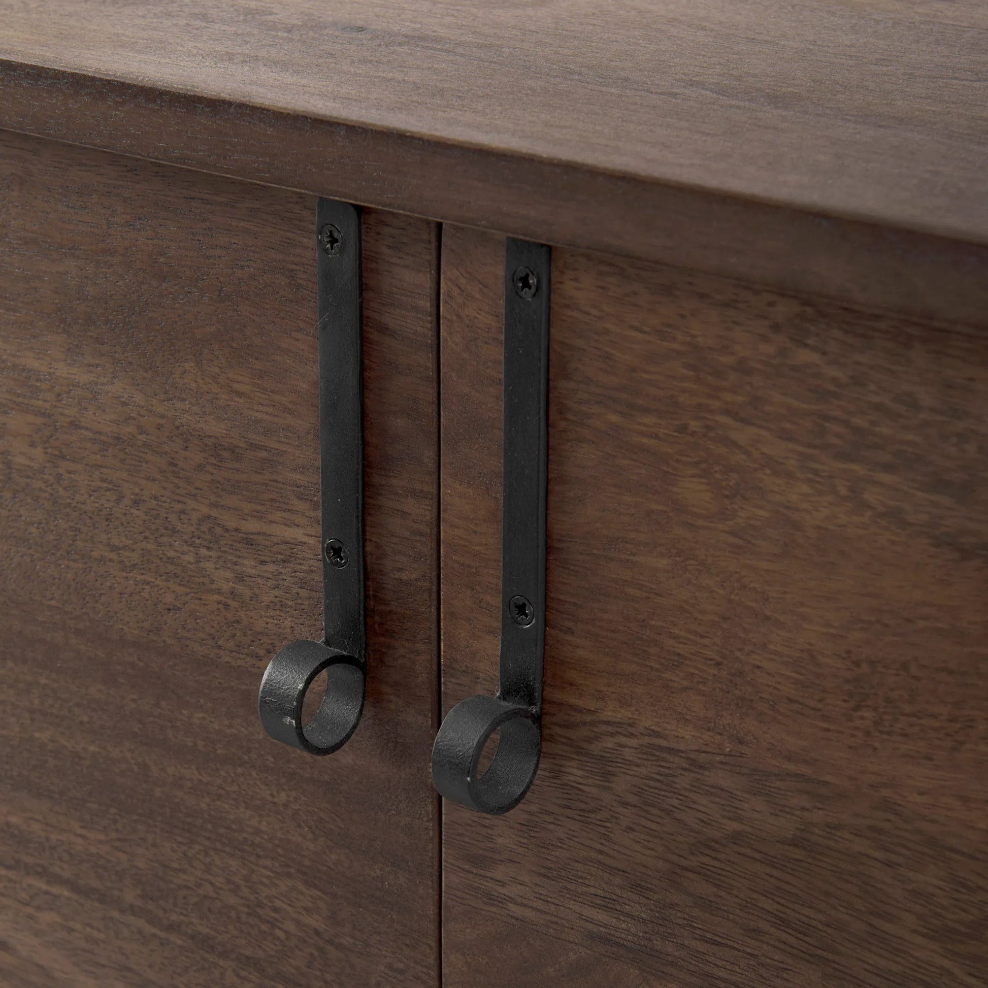 Glenn Accent Cabinet by Mercana in dark brown. Made from metal, wood in a traditional style.