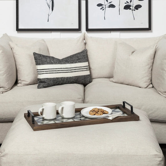 Ellingson Black Rectangular Wood Bottom Tray by Mercana in natural. Made from unique in a transitional style.