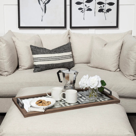 Fantuz , Wood Serving Tray by Mercana in medium brown. Made from wood, glass in a eclectic & global style.