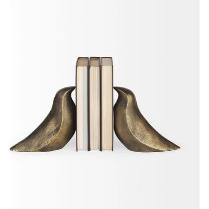 Dover Aluminum Dove Bookends Set of Two by Mercana in gold. Made from aluminum in a modern style.