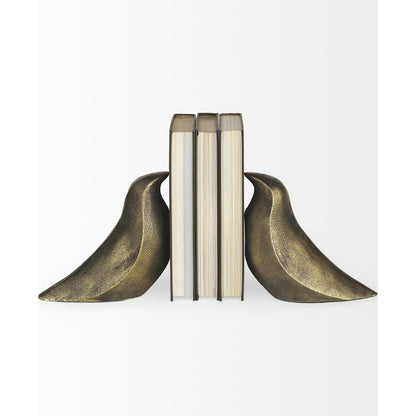 Dover Aluminum Dove Bookends Set of Two by Mercana in gold. Made from aluminum in a modern style.