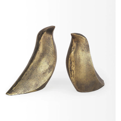 Dover Aluminum Dove Bookends Set of Two by Mercana in gold. Made from aluminum in a modern style.