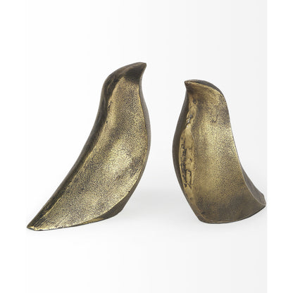 Dover Aluminum Dove Bookends Set of Two by Mercana in gold. Made from aluminum in a modern style.