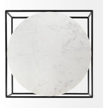 Austen Coffee Table by Mercana in black, white. Made from metal, marble in a modern style.