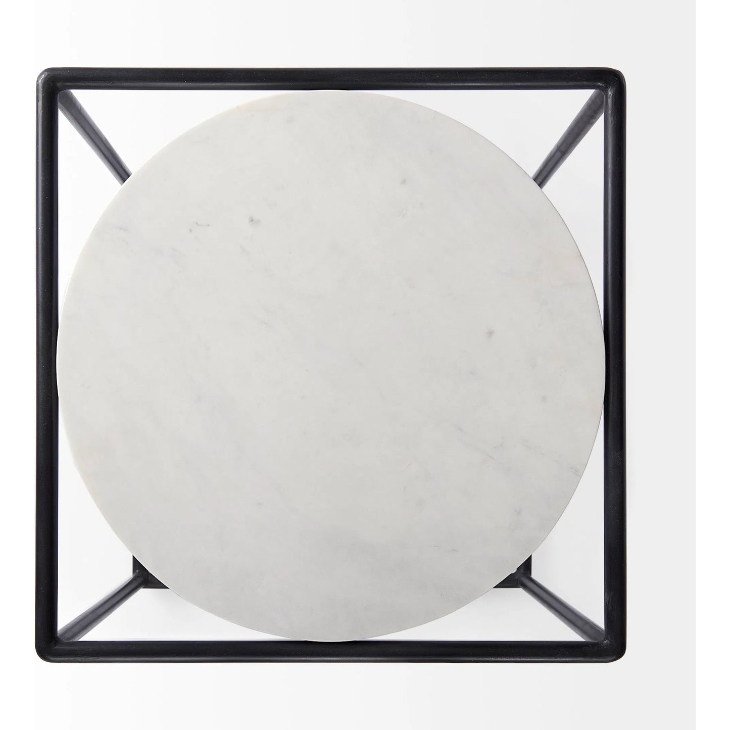 039 SI-1717928 | Additional Silo | Austen End/Side Table by Mercana in black, white. Made from metal, marble in a modern style.