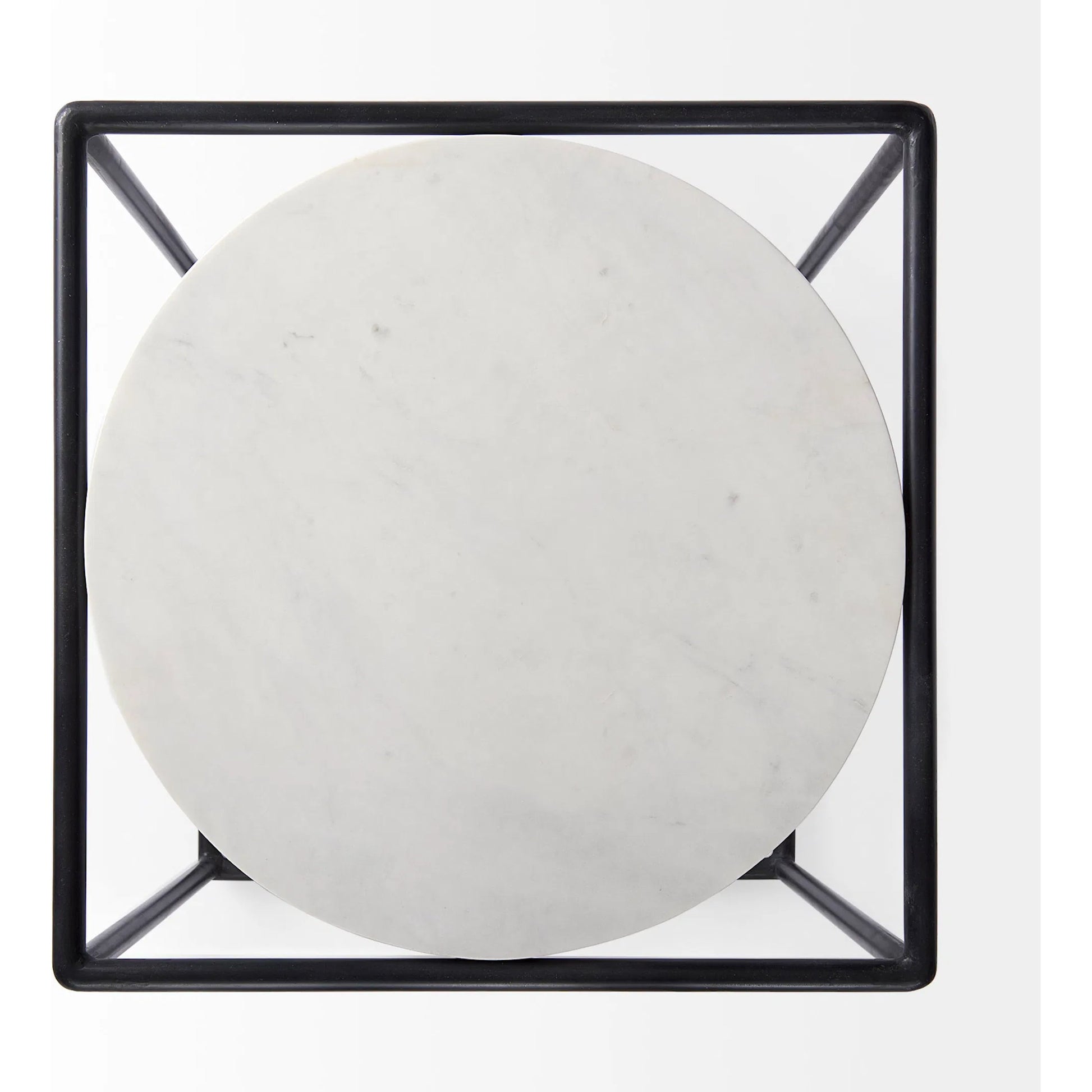 Austen End/Side Table by Mercana in black, white. Made from metal, marble in a modern style.