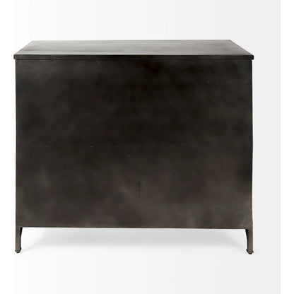 Poppy Accent Cabinet by Mercana in black. Made from metal in a traditional style.