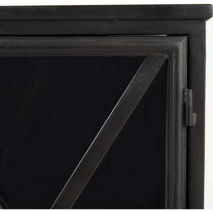 Poppy Accent Cabinet by Mercana in black. Made from metal in a traditional style.