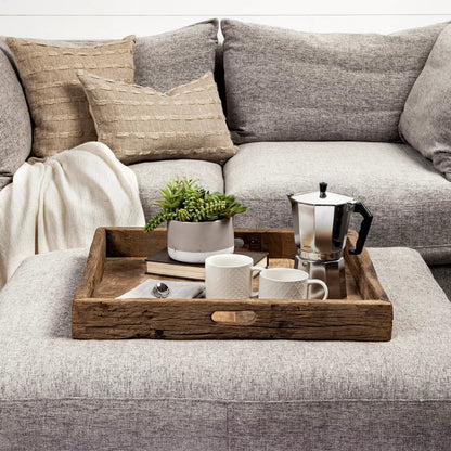 Carson Reclaimed Wood Tray by Mercana in natural. Made from unique in a rustic style.