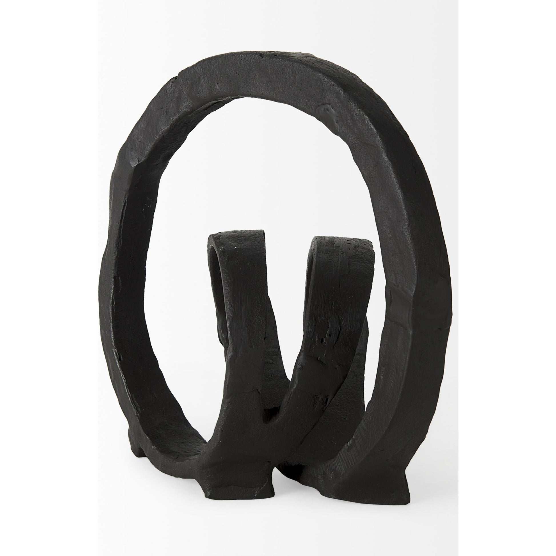 Stanislaw II Infinite Ribbon Sculpture by Mercana in black. Made from metal in a rustic style.