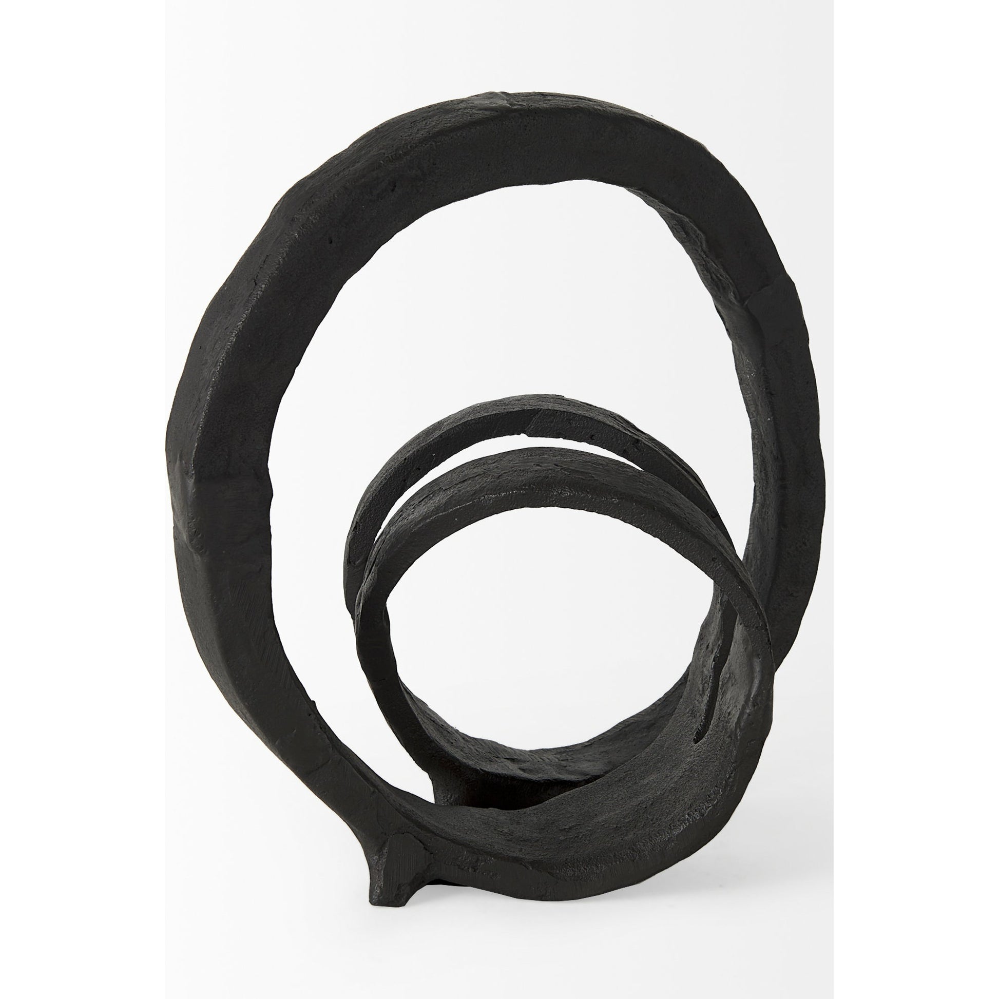 Stanislaw II Infinite Ribbon Sculpture by Mercana in black. Made from metal in a rustic style.